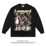 Nba Long Sleeve Shirt Long Sleeve T-shirt Worn Looking Washed-out round Neck Fashion Brand