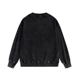 Purple Brand Distressed Sweatshirt Fashion Washed Black Long Sleeves Top