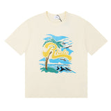 Rhude T Shirt Alphabet Coconut Racing Pattern Short Sleeve T-Shirt