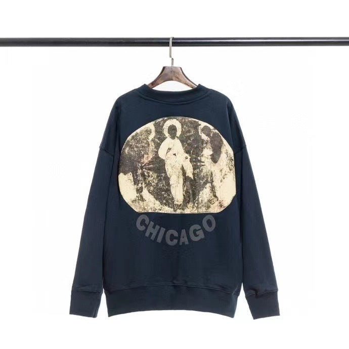 Jesus Is King Sweater Fog High Street Style Loose Long Sleeve Puff Print Sweatshirt