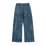 Gallery Dept Sweatpants Hand-painted splashed ink letter straight denim casual trousers