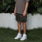 MIJKO Men Shorts Casual Pants Drawstring Splicing Camouflage Shorts