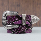 Hip-hop punk rhinestone belt python pattern