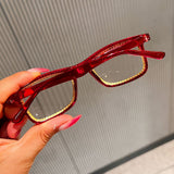 Trendy punk glasses diamond-encrusted anti-blue light retro