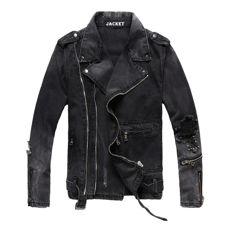 Amiri Jacket Trendamiri 403 High Street Fashion Brand Ripped Slim Denim Jacket Punk Motorcycle Jacket for Men