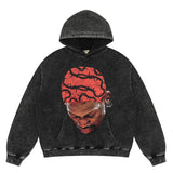 Mens Vintage T-Shirts Vintage Washed Old Hooded Print