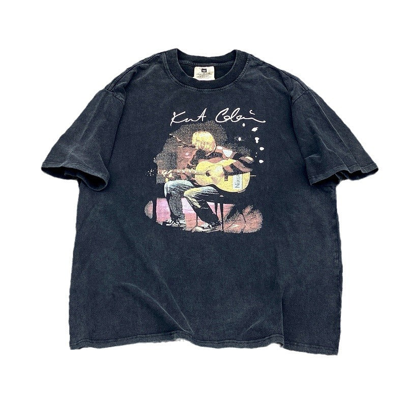 Men Vintage T-Shirts Vintage Washed Bieber Short Sleeves Vintage Casual