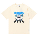 Rhude T Shirt F1 Racing Letter Logo Pattern Short Sleeve T-Shirt
