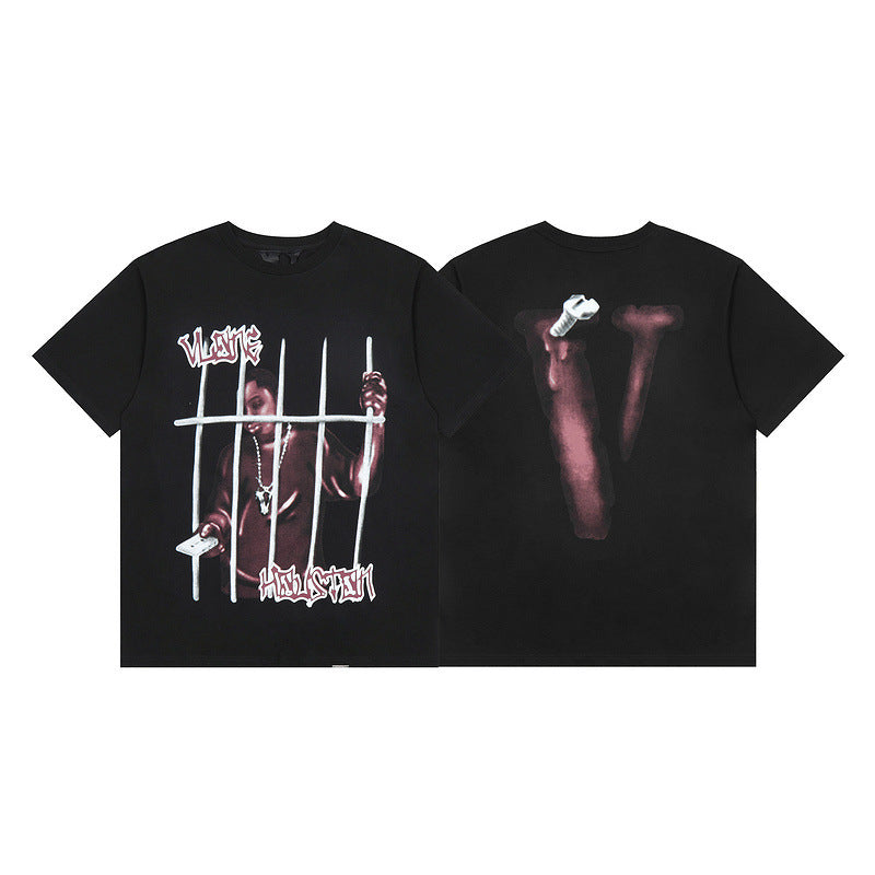 Vlone T Shirts Summer Short Sleeve European and American Women's Personalized Printed Popular T-shirt