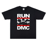 Rock Star T Shirt East Coast Hip Hop Rap Band Group Washed Distressed T-shirt Short Sleeve Men and Women Loose