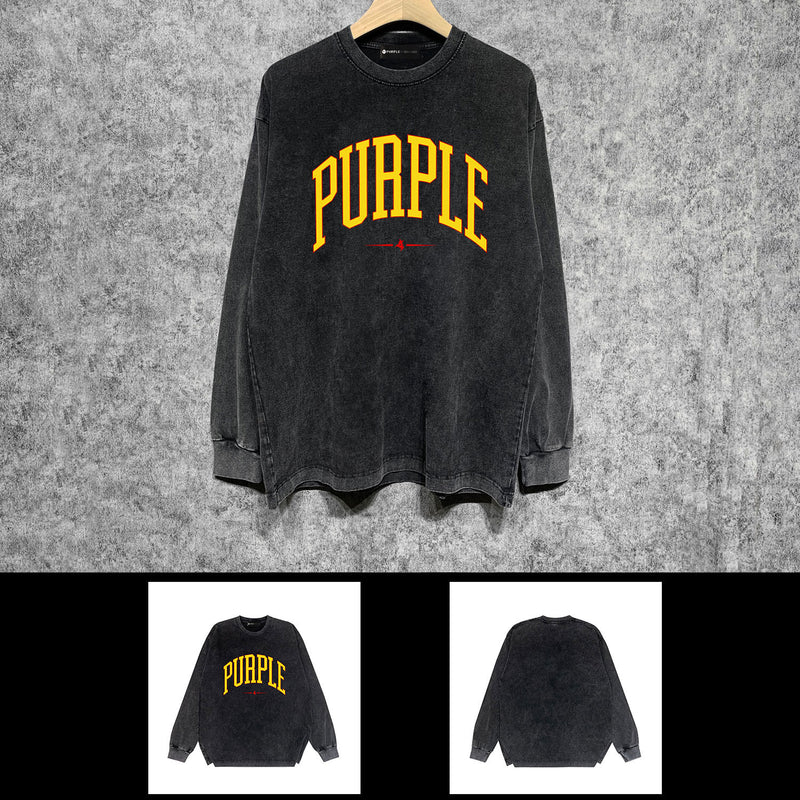 Purple Brand Distressed Long Sleeve Shirt Fashion Distressed Loose Long-sleeved Top