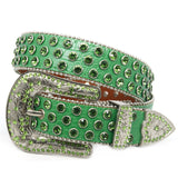 Hip-hop punk rhinestone belt women's alloy needle buckle