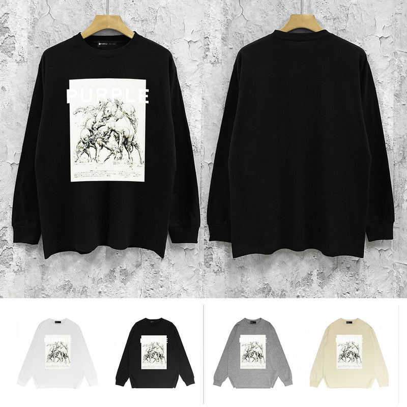 Purple Brand Long Sleeve T-Shirt Fashion Loose Long Sleeve Top