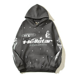 HS Hoodie Vintage Distressed Loose Casual Fleece-lined