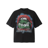 Unisex T-Shirts Saint Michael Vintage Lip Abstract Print Short Sleeve