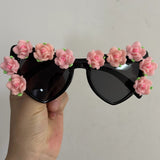 Trendy punk glasses rose cat eyes
