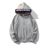 Bathing Ape Hoodie Shark Head Double Hood Camouflage Hooded Sweater Men's Autumn and Winter Cardigan Zipper Casual Couple Jacket