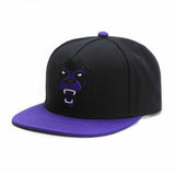 Trendy flat brimmed hat cartoon purple leopard embroider summer