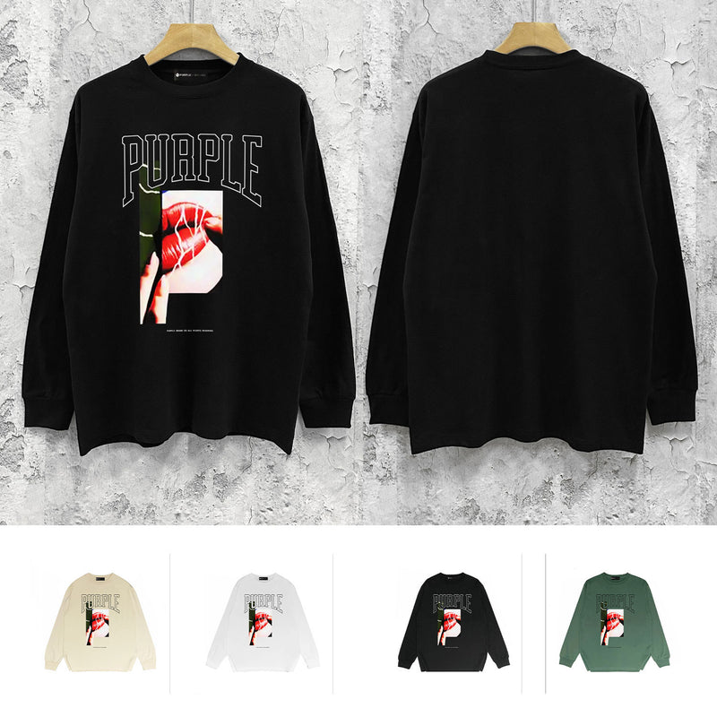 Purple Brand Long Sleeve T-Shirt Fashion Loose Long Sleeve Top