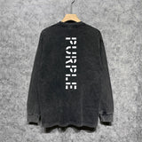 Purple Brand Distressed Long Sleeve Shirt Fashion Distressed Loose Long-sleeved Top