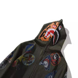 Bathing Ape Hoodie 15th Anniversary Hooded Sweater Men's Autumn and Winter Fleece Cardigan Zipper Shark Head Jacket