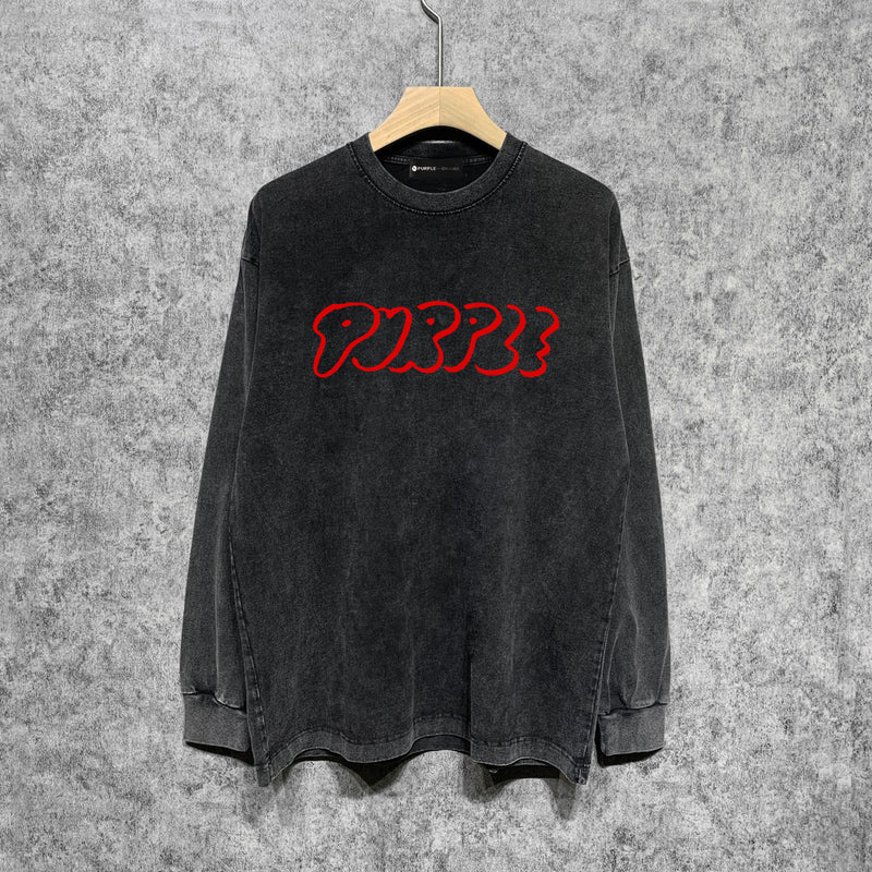 Purple Brand Distressed Long Sleeve Shirt Fashion Distressed Loose Long-sleeved Top