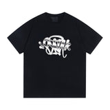 Synaworld T Shirts central cee Short Sleeve Classic Letter Print Loose Casual T-Shirt