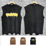 Purple Brand Distressed Tank T Shirts Distressed Sleeveless T-shirt Vest