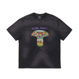 Mens Vintage T-Shirts SAINT MICHAEL CHO Murakami Takashi Mushroom Eye Print Old Wash
