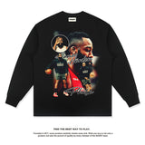 Nba Long Sleeve Shirt Autumn Winter Street Washed Distressed Long Sleeve T-shirt Men's and Women's Pure Cotton