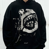 Men Vintage T-Shirts vintage old shark print casual hooded sweater