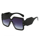 Trendy punk glasses double row rhinestones