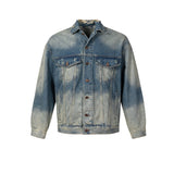 MIJKO Mens Jacket Ripped Patch Denim Jacket