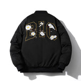 Mens Vintage Jackets Floral Embroidered Jacket Loose Casual Baseball Uniform