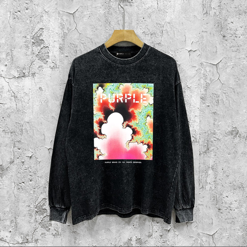 Purple Brand Distressed Long Sleeve Shirt Fashion Distressed Loose Long-sleeved Top