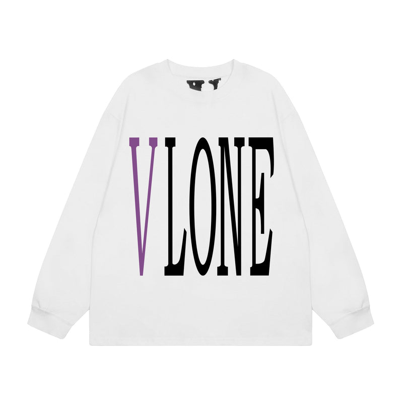 Vlone Sweatshirts Autumn and Winter Purple Big V Letter