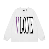 Vlone Sweatshirts Autumn and Winter Purple Big V Letter