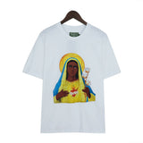 Denim Tears T Shirts Kapok T-shirt Vintage Woman Avatar Oil Painting round Neck Short Sleeve