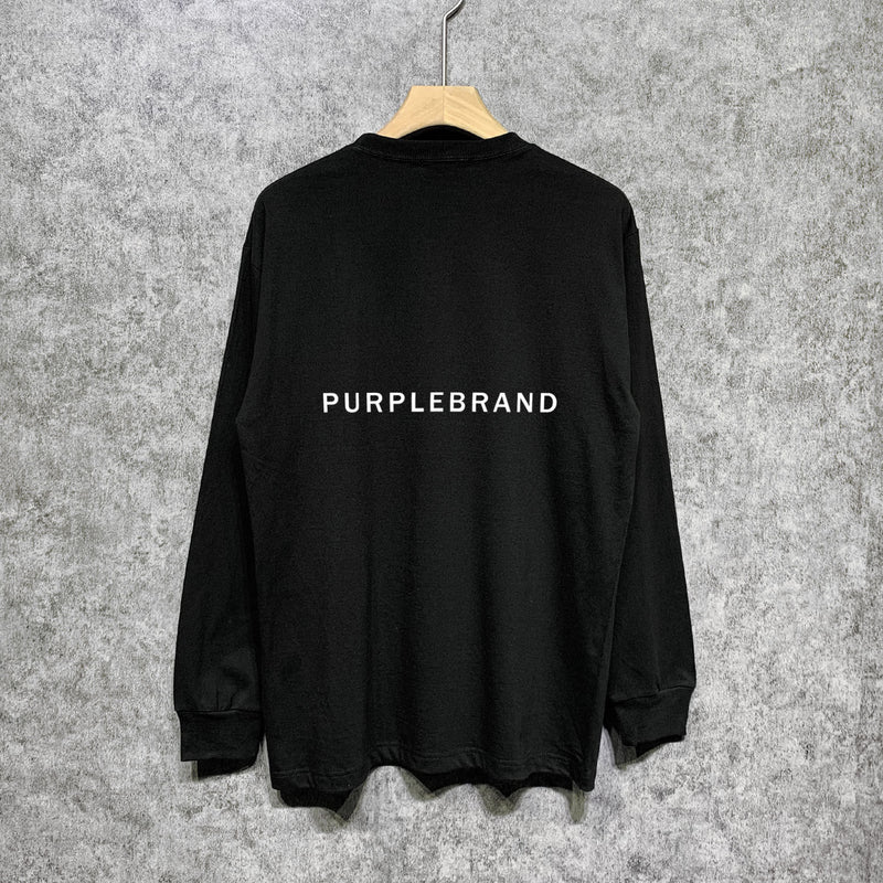 Purple Brand Long Sleeve T-Shirt Fashion Loose Long Sleeve Top