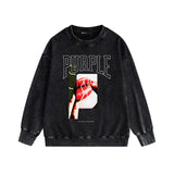 Purple Brand Distressed Sweatshirt Retro Vintage Crew Neck Sweater