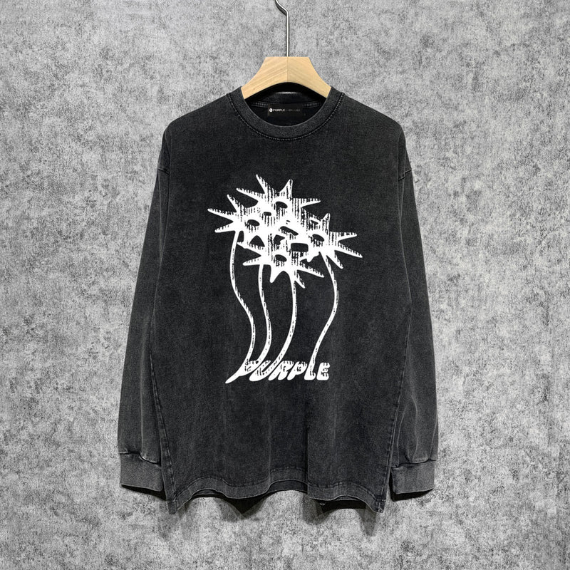 Purple Brand Distressed Long Sleeve Shirt Fashion Distressed Loose Long-sleeved Top