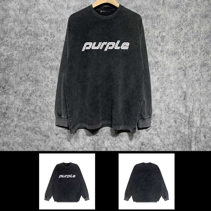 Purple Brand Distressed Long Sleeve Shirt Fashion Distressed Loose Long-sleeved Top