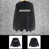Purple Brand Distressed Long Sleeve Shirt Fashion Distressed Loose Long-sleeved Top