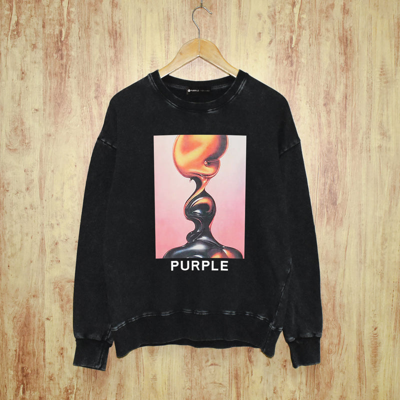 Purple Brand Distressed Sweatshirt Retro Vintage Crew Neck Sweater