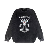 Purple Brand Distressed Long Sleeve Shirt Fashion Distressed Loose Long-sleeved Top