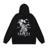 Amiri Hoodie AMI Angel God of War Pattern Pullover Hooded Sweater Men and Women