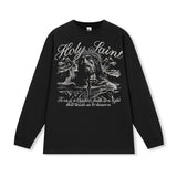 Vintage T-shirts High Street Short Sleeve T-Shirt Cotton Washed Old Long Sleeve