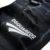 DSQ2 Short Jeans Ripped Patch Slim-fit Stretch Denim Shorts