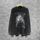 Purple Brand Distressed Long Sleeve Shirt Fashion Distressed Loose Long-sleeved Top