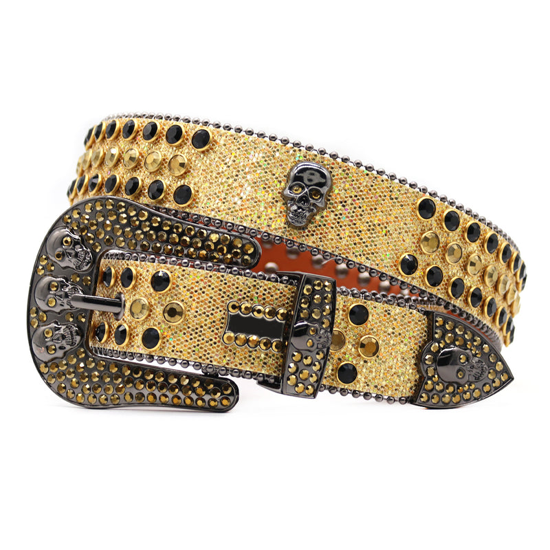 Hip-hop punk rhinestone belt rhinestone ghost head punk style